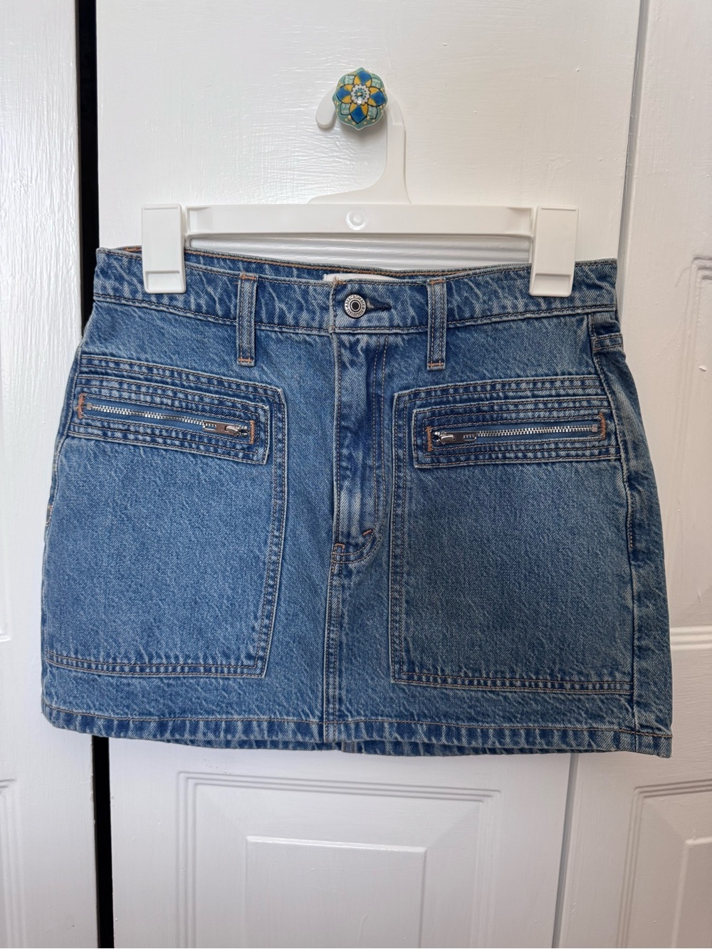 Abercrombie High Waist Denim Mini Skirt in Medium Blue size 26/2